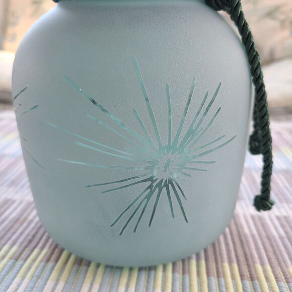 Vintage Carafe Style Floral Vase Frosted Green Fireworks Motif 60s MCM Vibes - Picture 8 of 10